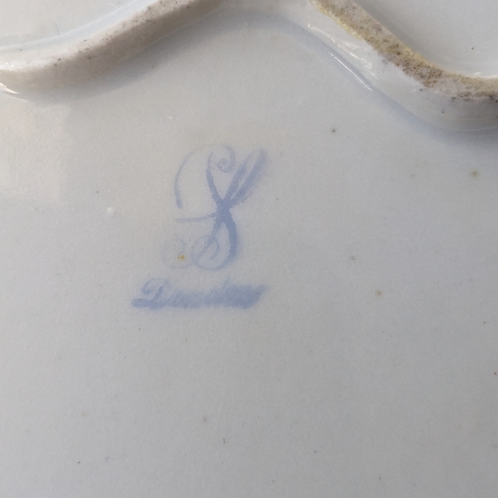 Dresden Potscappel Carl Thieme Pierced Floral Gold Handled Serving Bowl Damaged - Picture 9 of 16